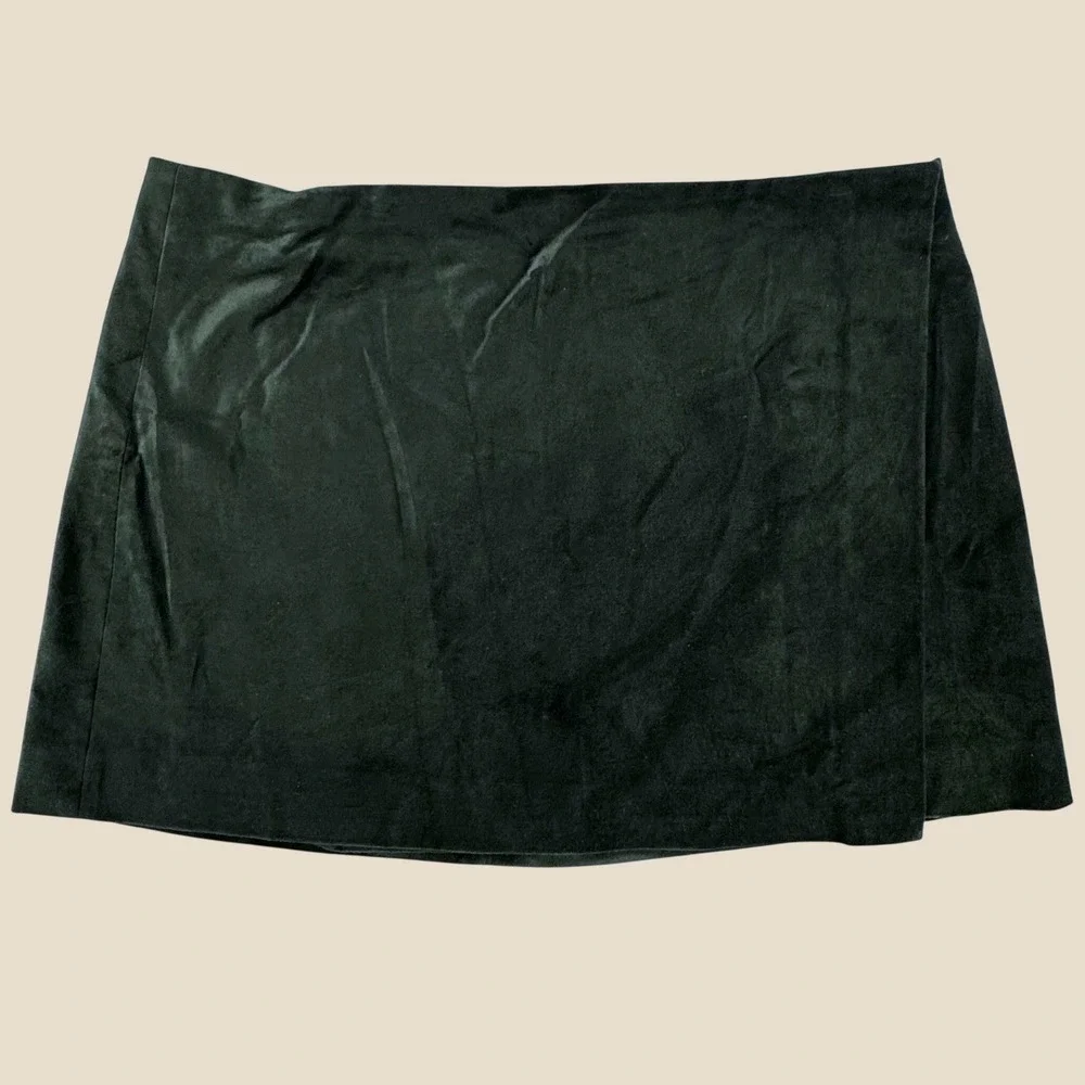 J.Crew Velvet Wrap Mini Skirt Womens 18 Dark Forest Green Holiday Ora Tessuti